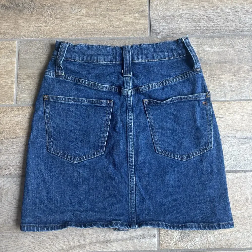 Madewell Denim Mini Skirt Womens‎ 23 Blue Button Front High Waisted A-Line